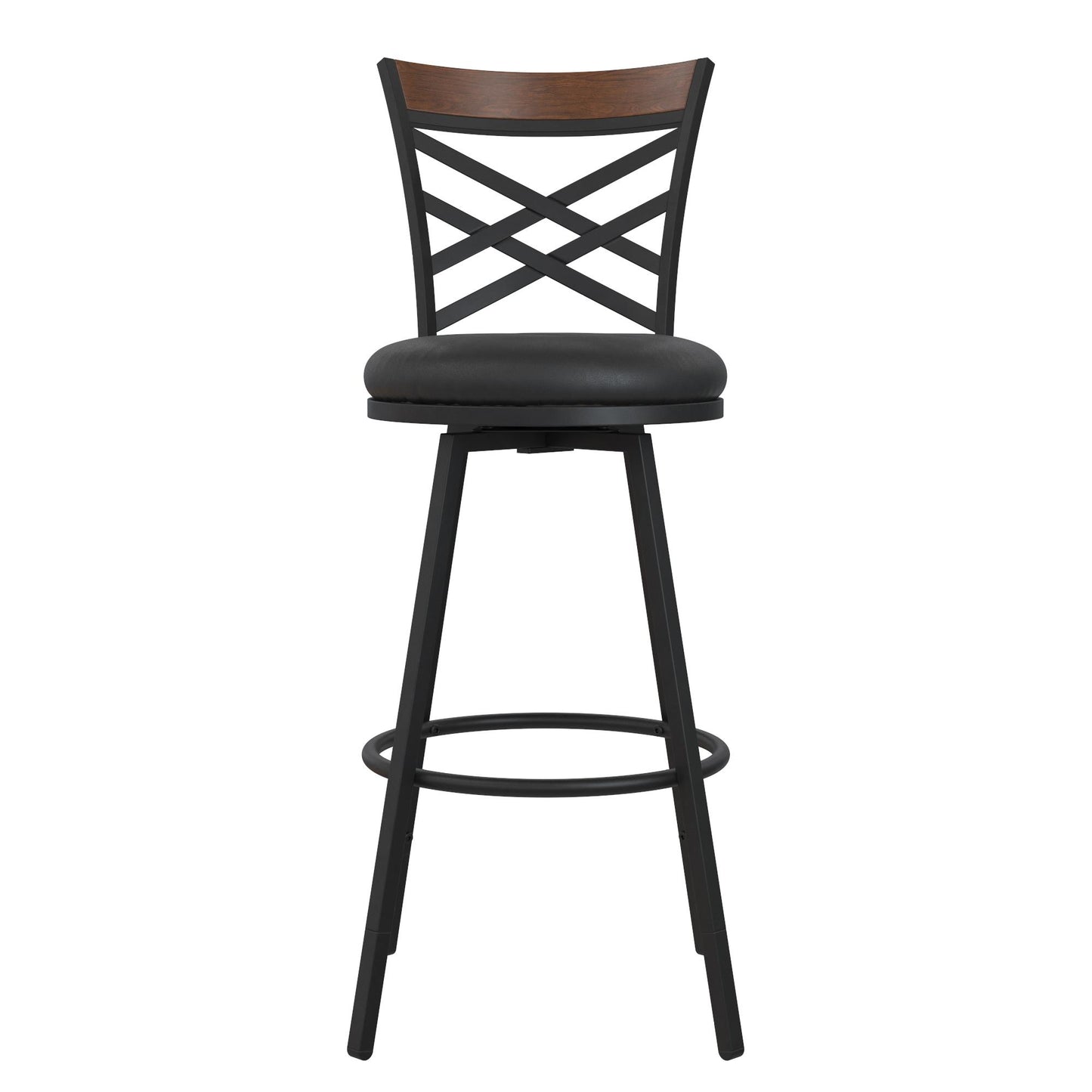 Lesley Upholstered Seat Swivel Barstool - Black