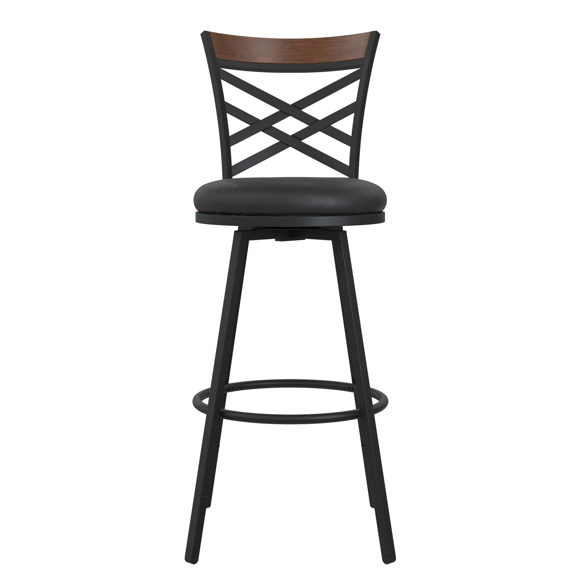 Lesley Upholstered Seat Swivel Barstool - Black