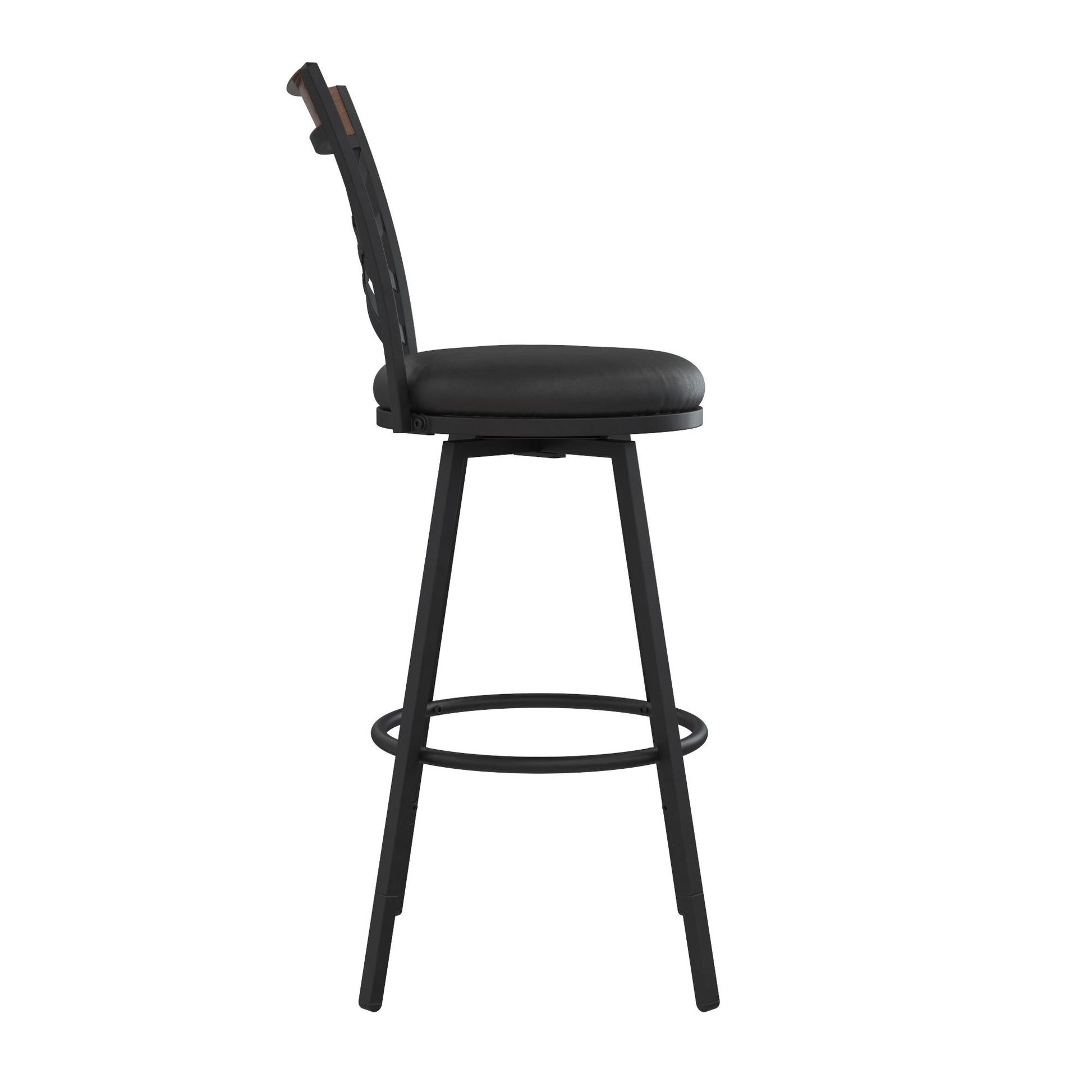 Lesley Upholstered Seat Swivel Barstool - Black