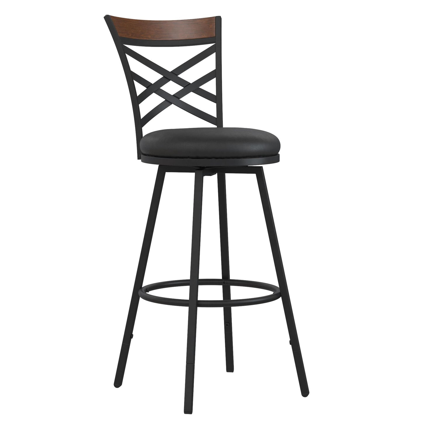 Lesley Upholstered Seat Swivel Barstool - Black