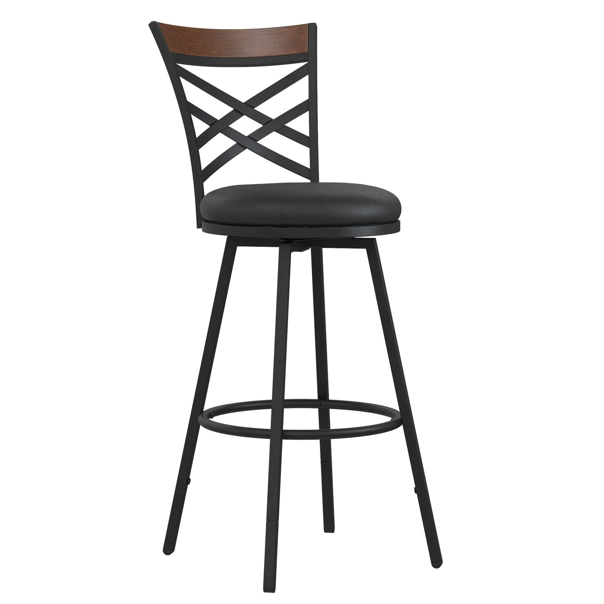 Lesley Upholstered Seat Swivel Barstool - Black