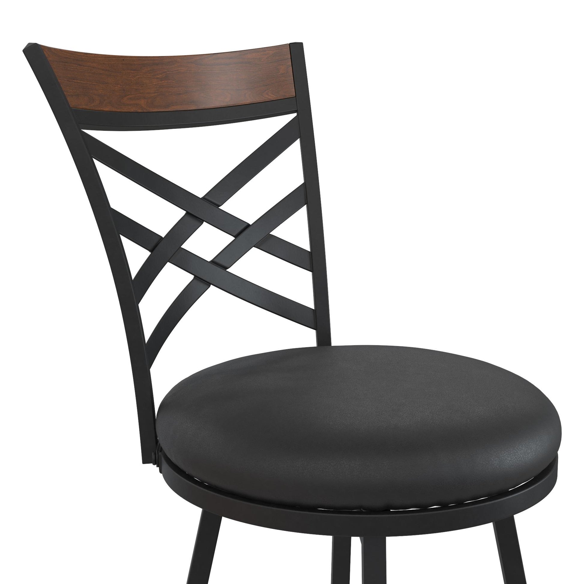Lesley Upholstered Seat Swivel Barstool - Black