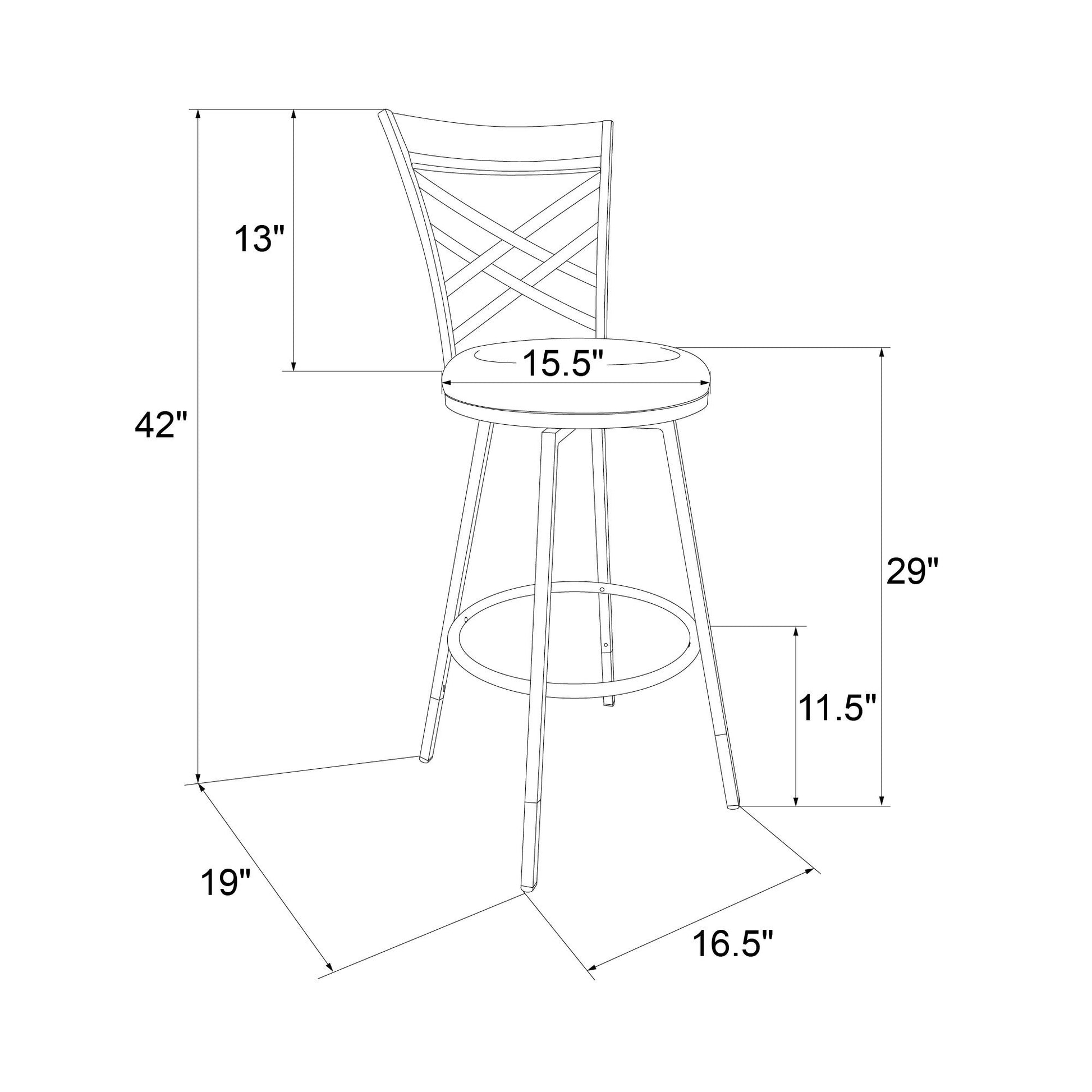 Lesley Upholstered Seat Swivel Barstool - Black