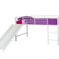 Laurie Junior Loft Bed with Metal Frame and Built-In Slide - White - Twin