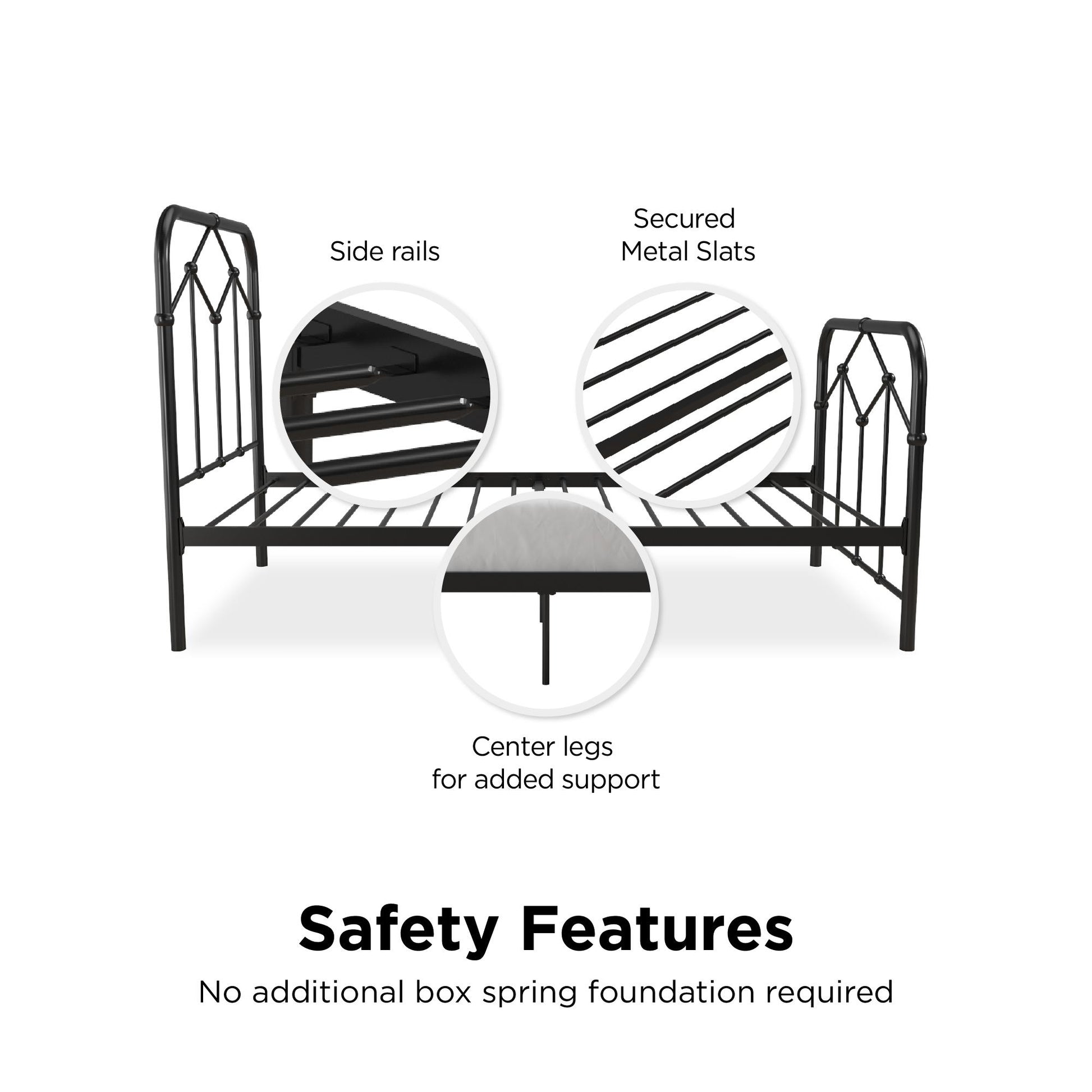 Francis Farmhouse Metal Bed - Black - Twin