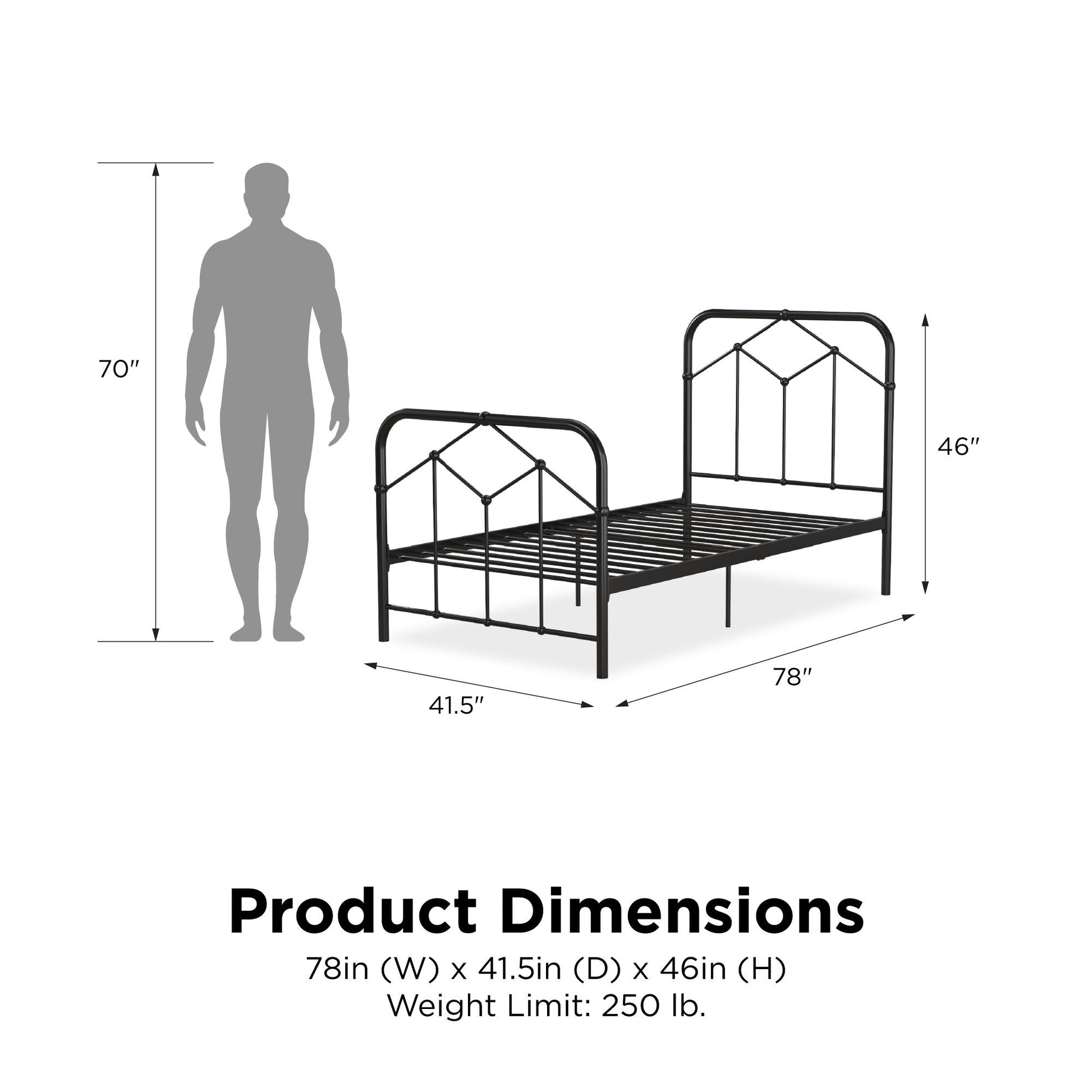 Francis Farmhouse Metal Bed - Black - Twin