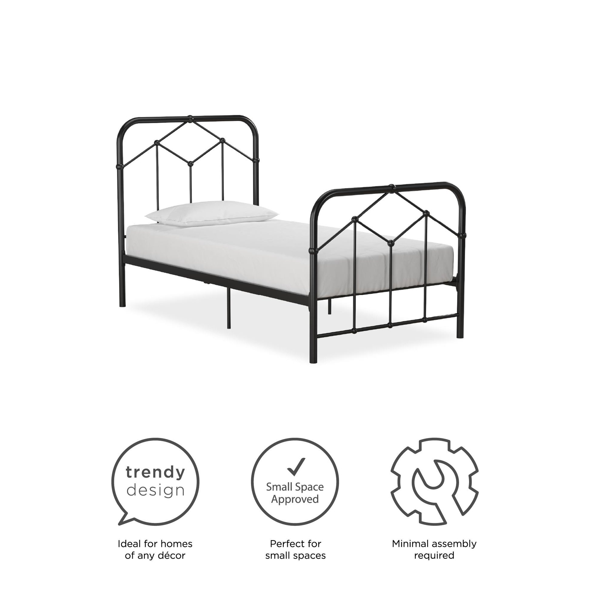 Francis Farmhouse Metal Bed - Black - Twin