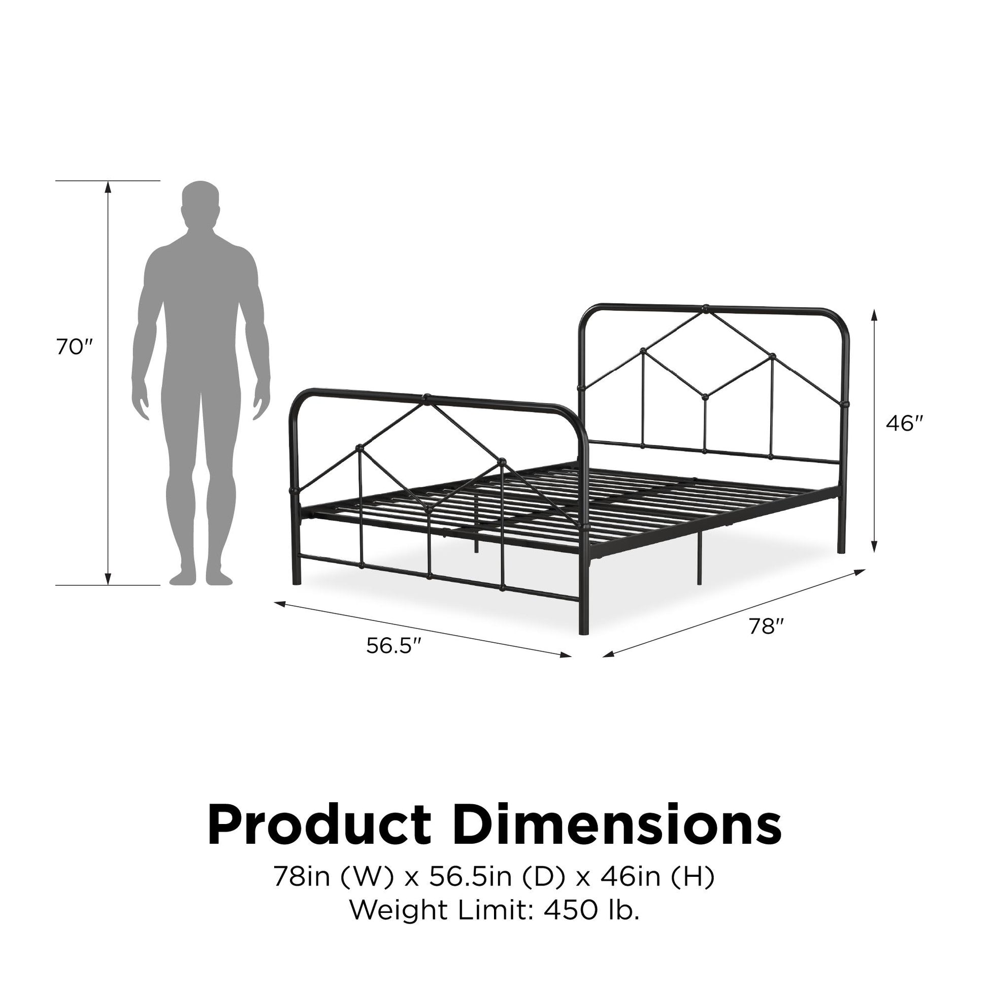 Francis Farmhouse Metal Bed - Black - Full