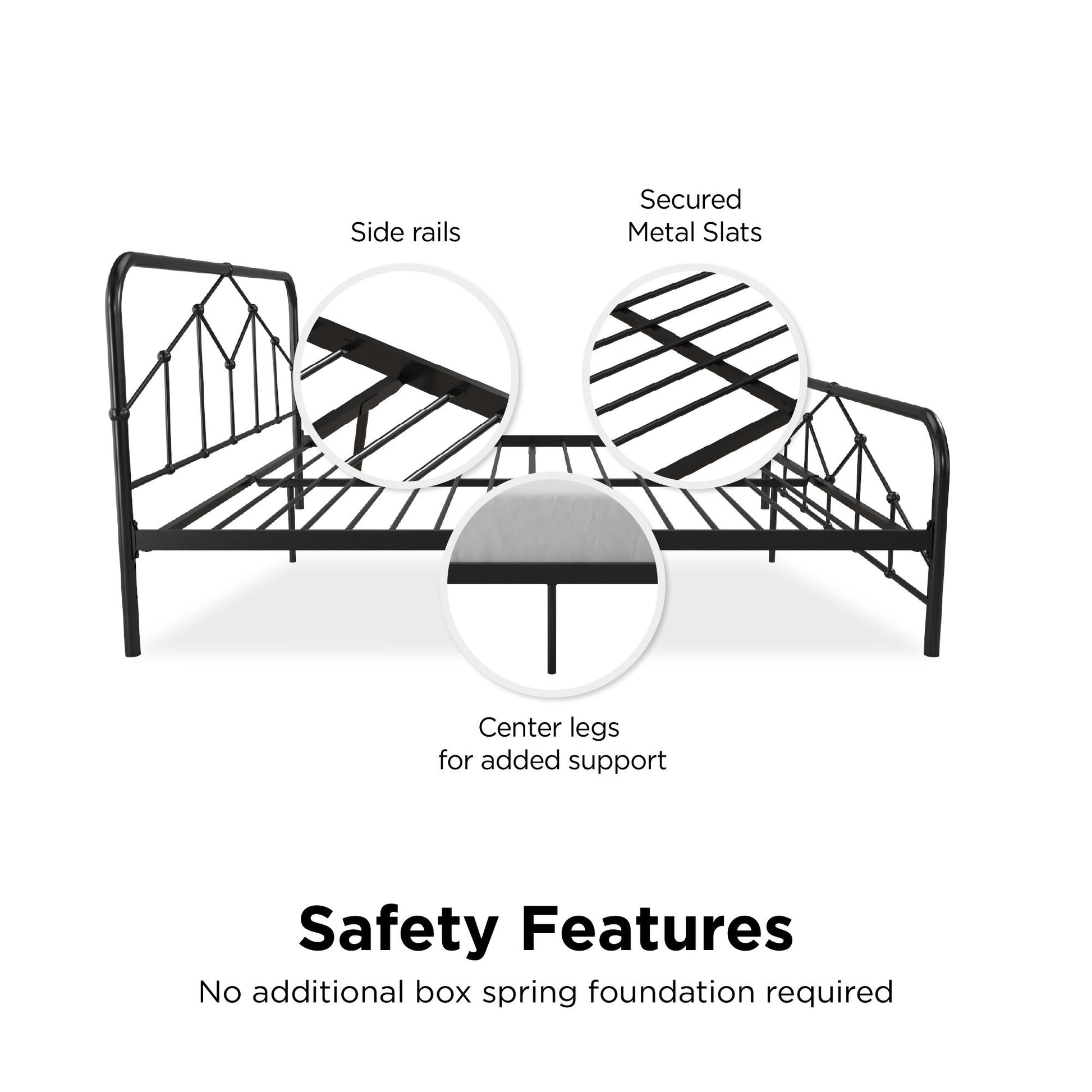 Francis Farmhouse Metal Bed - Black - King