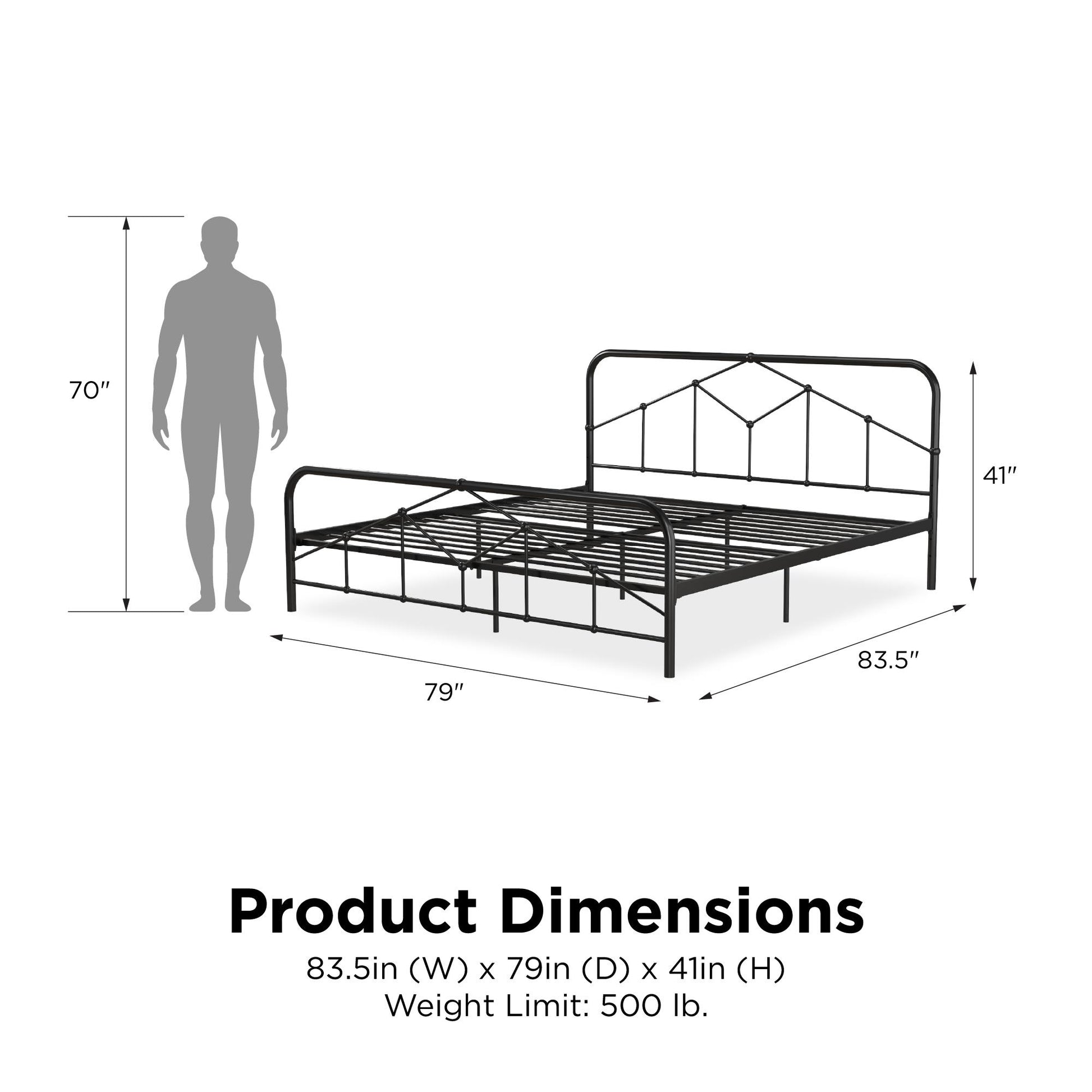 Francis Farmhouse Metal Bed - Black - King