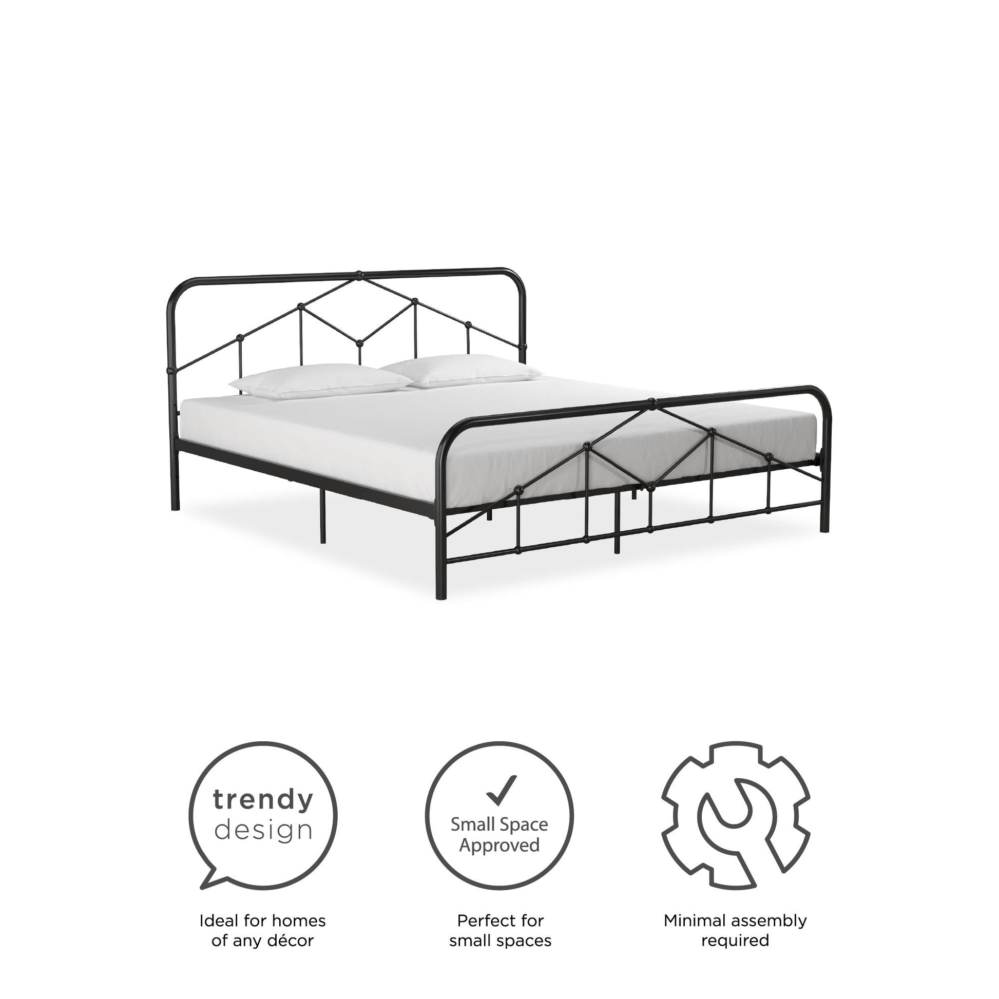 Francis Farmhouse Metal Bed - Black - King