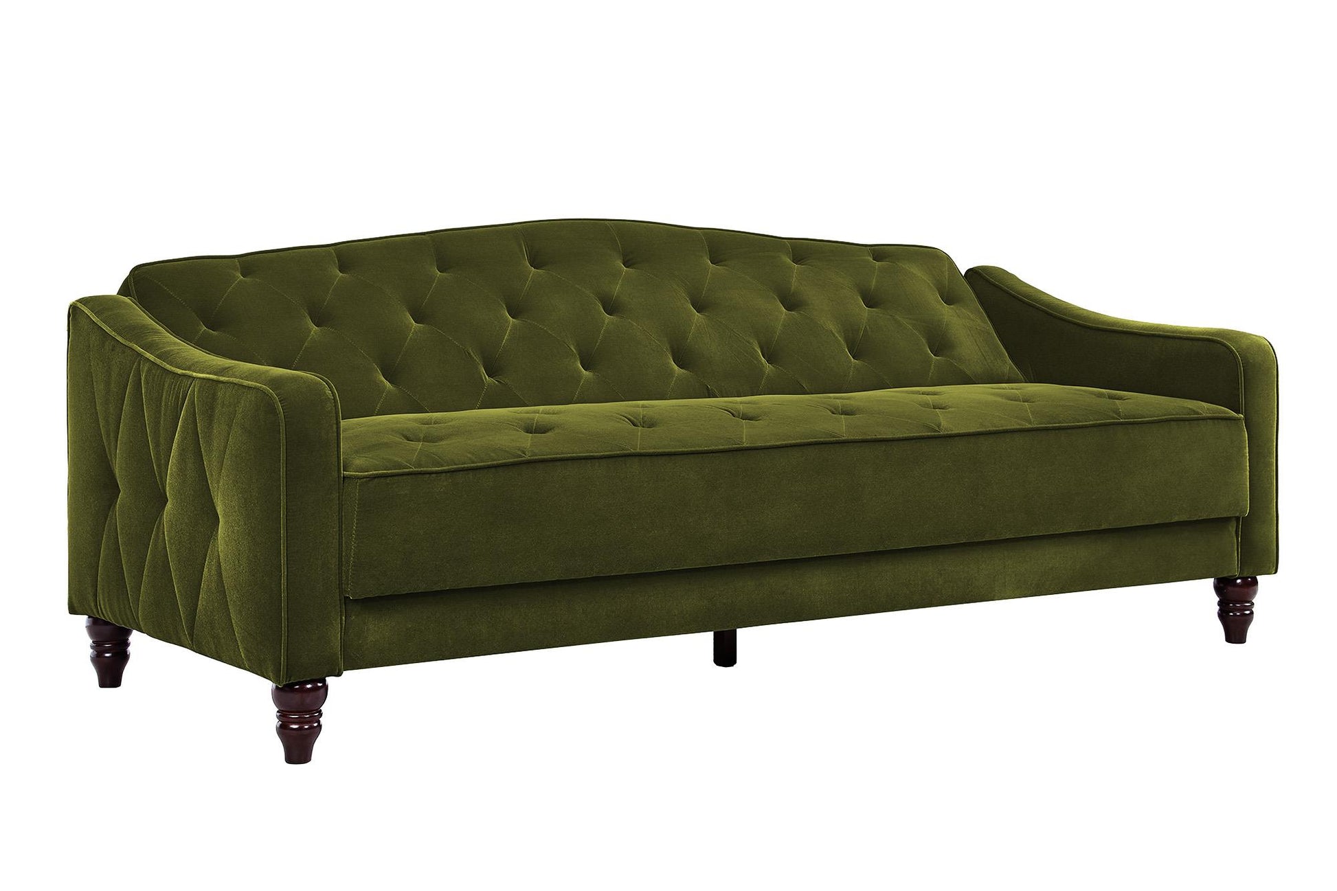Novogratz Vintage Tufted Sofa Sleeper II, Green Velvet - Green
