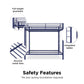 Full over Full Bunk Bed with Sturdy Metal Frame and Simple Design - Blue - Full-Over-Full