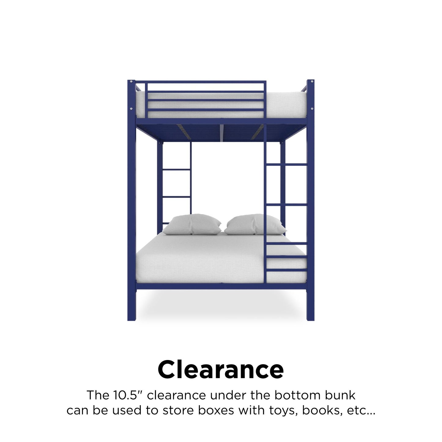 Full over Full Bunk Bed with Sturdy Metal Frame and Simple Design - Blue - Full-Over-Full