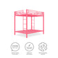 Full over Full Bunk Bed with Sturdy Metal Frame and Simple Design - Pink - Full-Over-Full