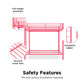 Full over Full Bunk Bed with Sturdy Metal Frame and Simple Design - Pink - Full-Over-Full