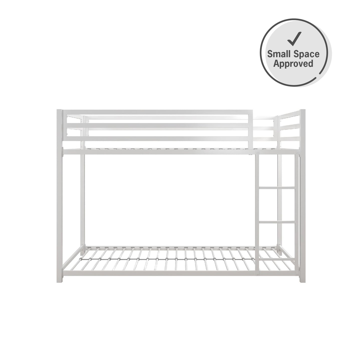 Miles Twin Over Twin Metal Bunk Bed with Secured Metal Slats and Integrated Ladder - White - Twin-Over-Twin