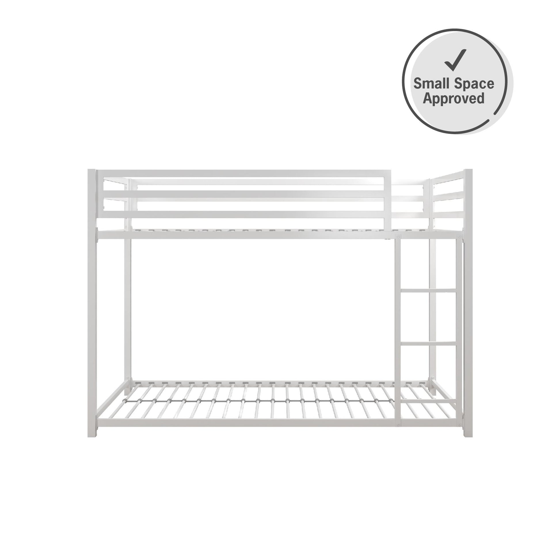 Miles Twin Over Twin Metal Bunk Bed with Secured Metal Slats and Integrated Ladder - White - Twin-Over-Twin