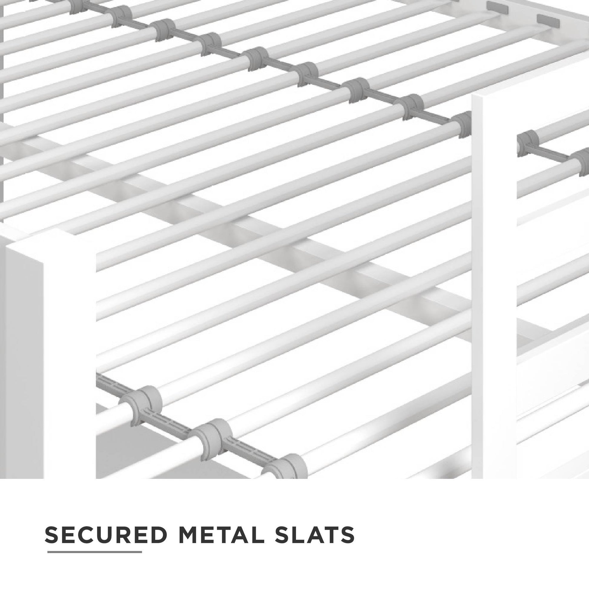 Miles Metal Junior Twin Loft Bed with Integrated Ladder - White - Twin