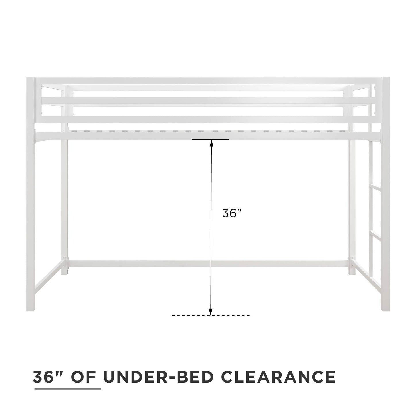Miles Metal Junior Twin Loft Bed with Integrated Ladder - White - Twin