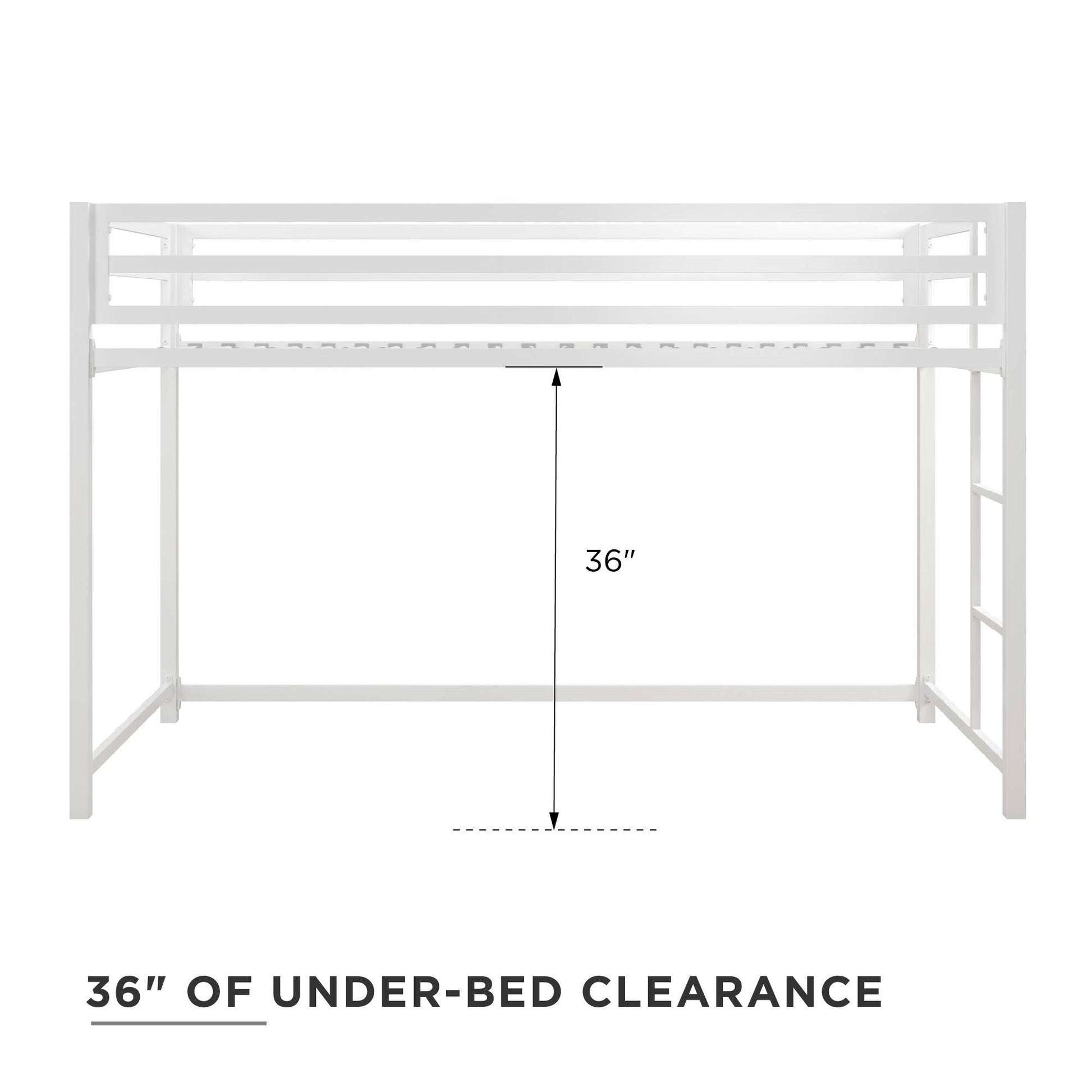 Miles Metal Junior Twin Loft Bed with Integrated Ladder - White - Twin