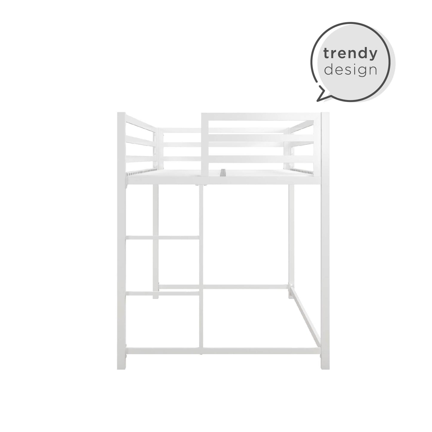 Miles Metal Junior Twin Loft Bed with Integrated Ladder - White - Twin