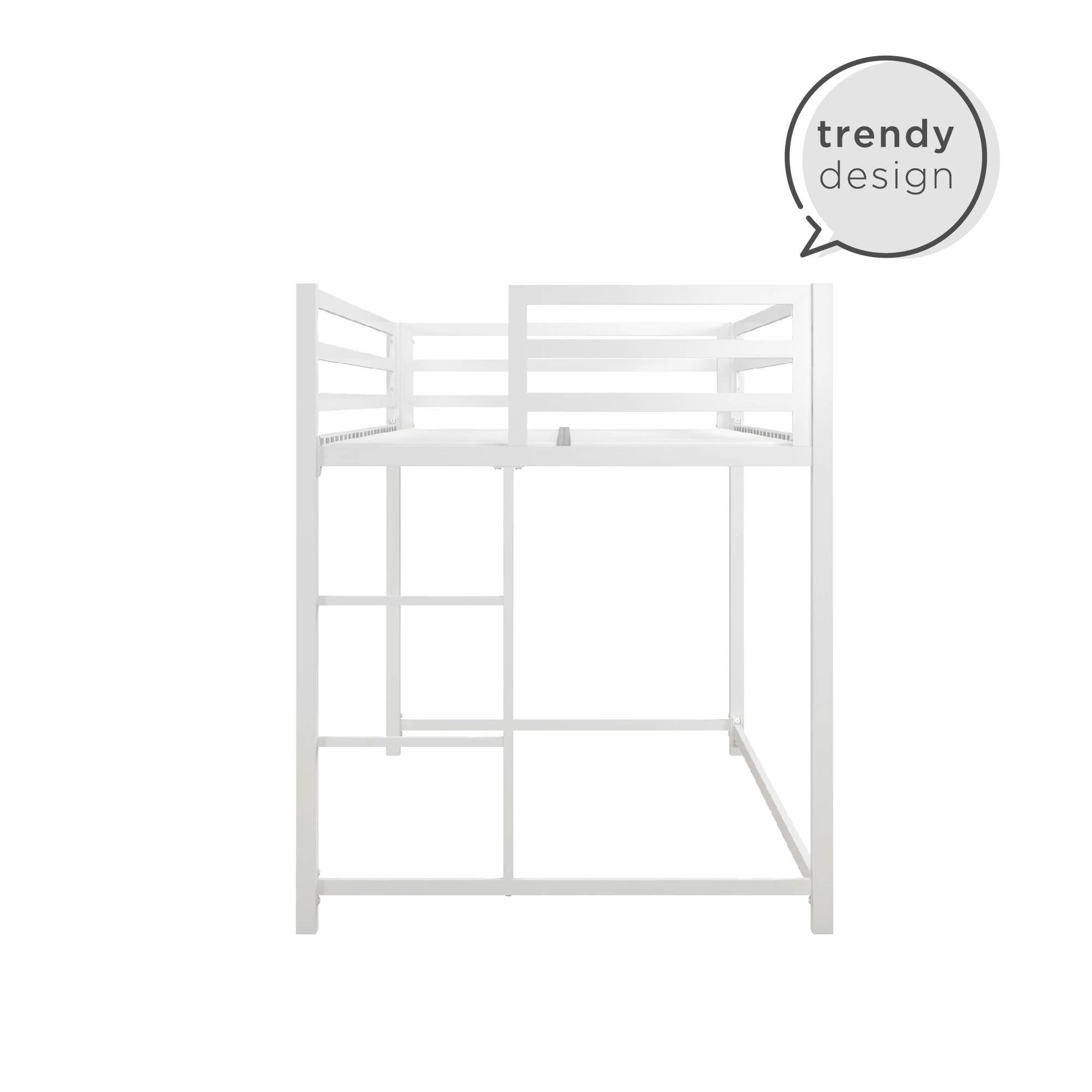 Miles Metal Junior Twin Loft Bed with Integrated Ladder - White - Twin