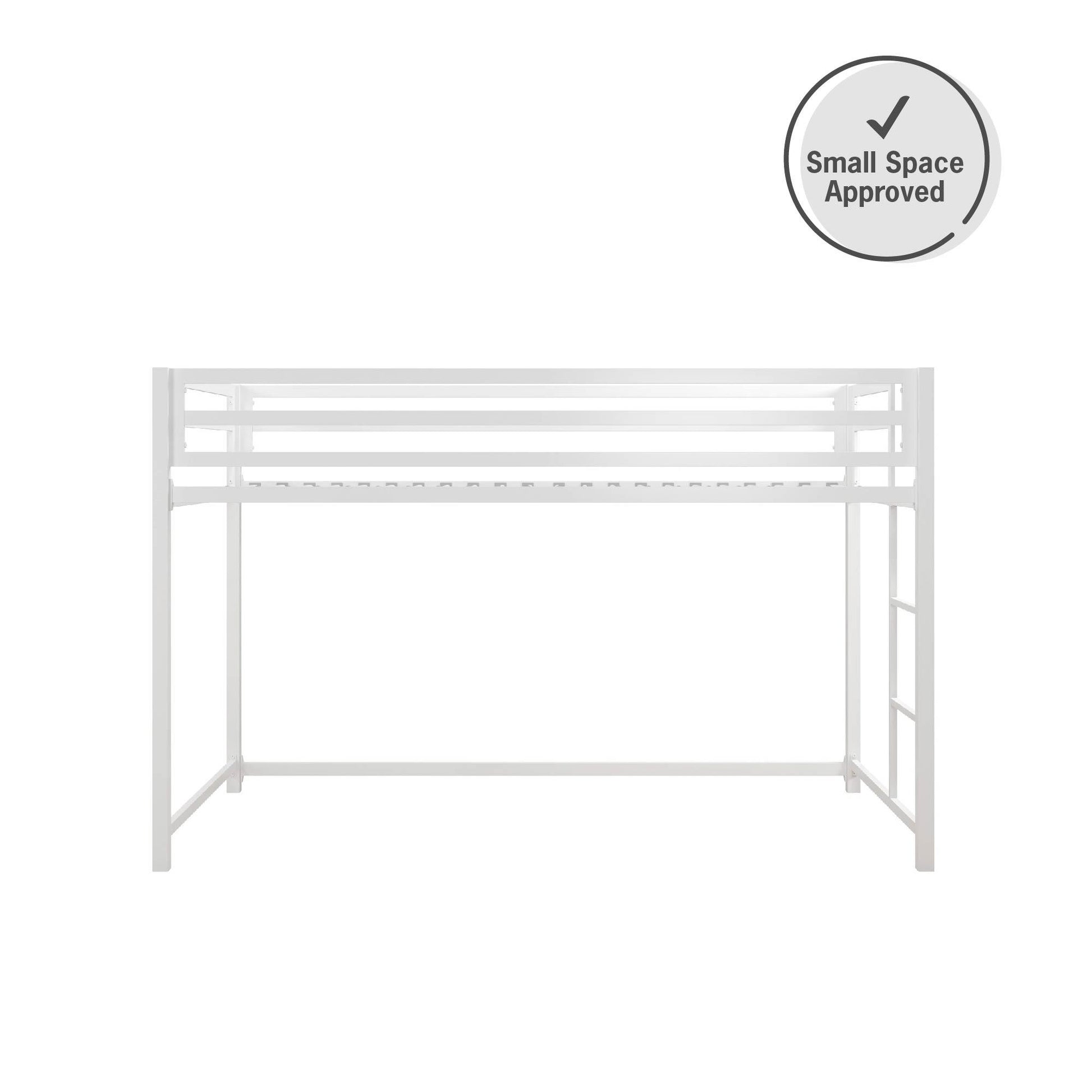 Miles Metal Junior Twin Loft Bed with Integrated Ladder - White - Twin