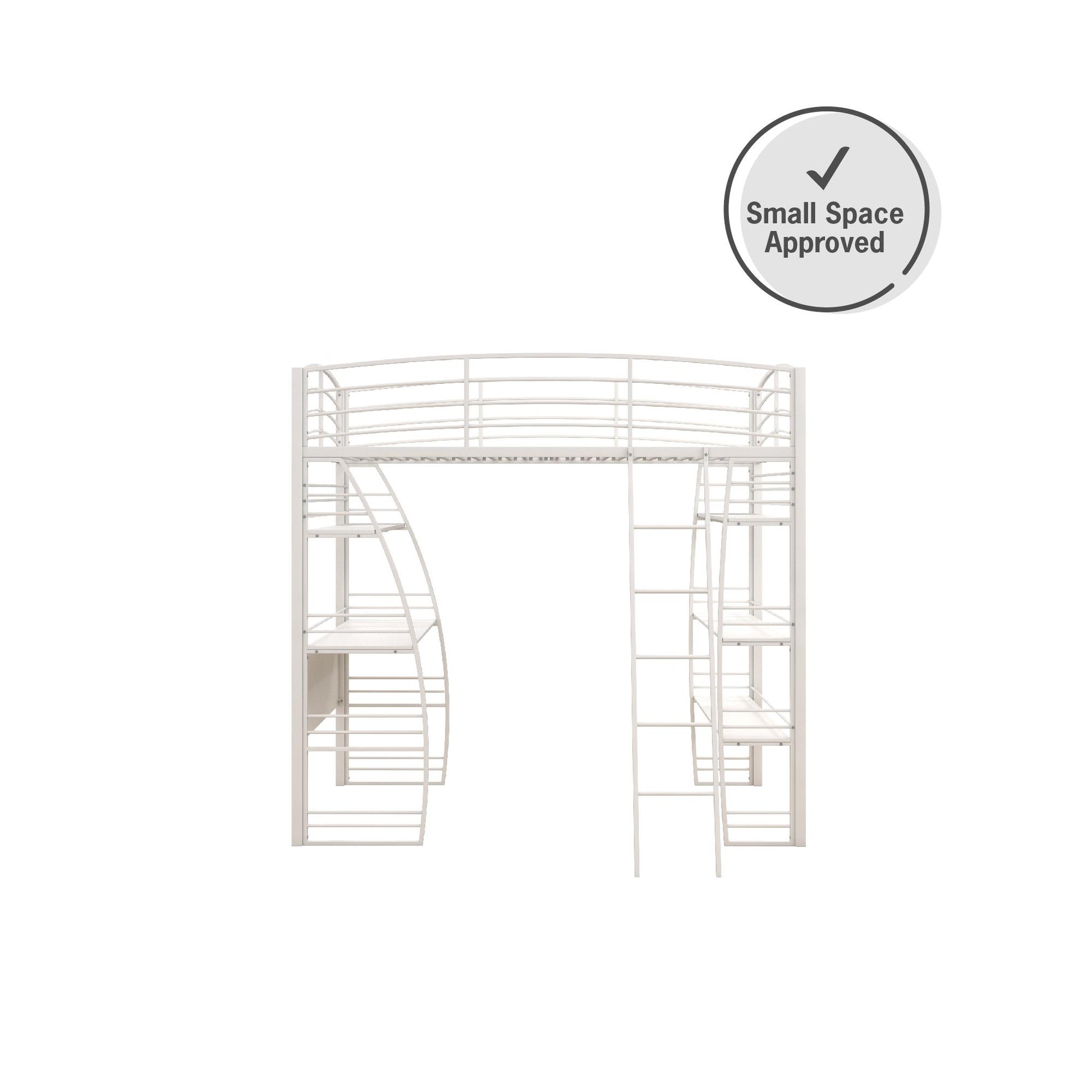 Sage Studio Twin Loft Bed with Integrated Desk and Shelves - White - Twin