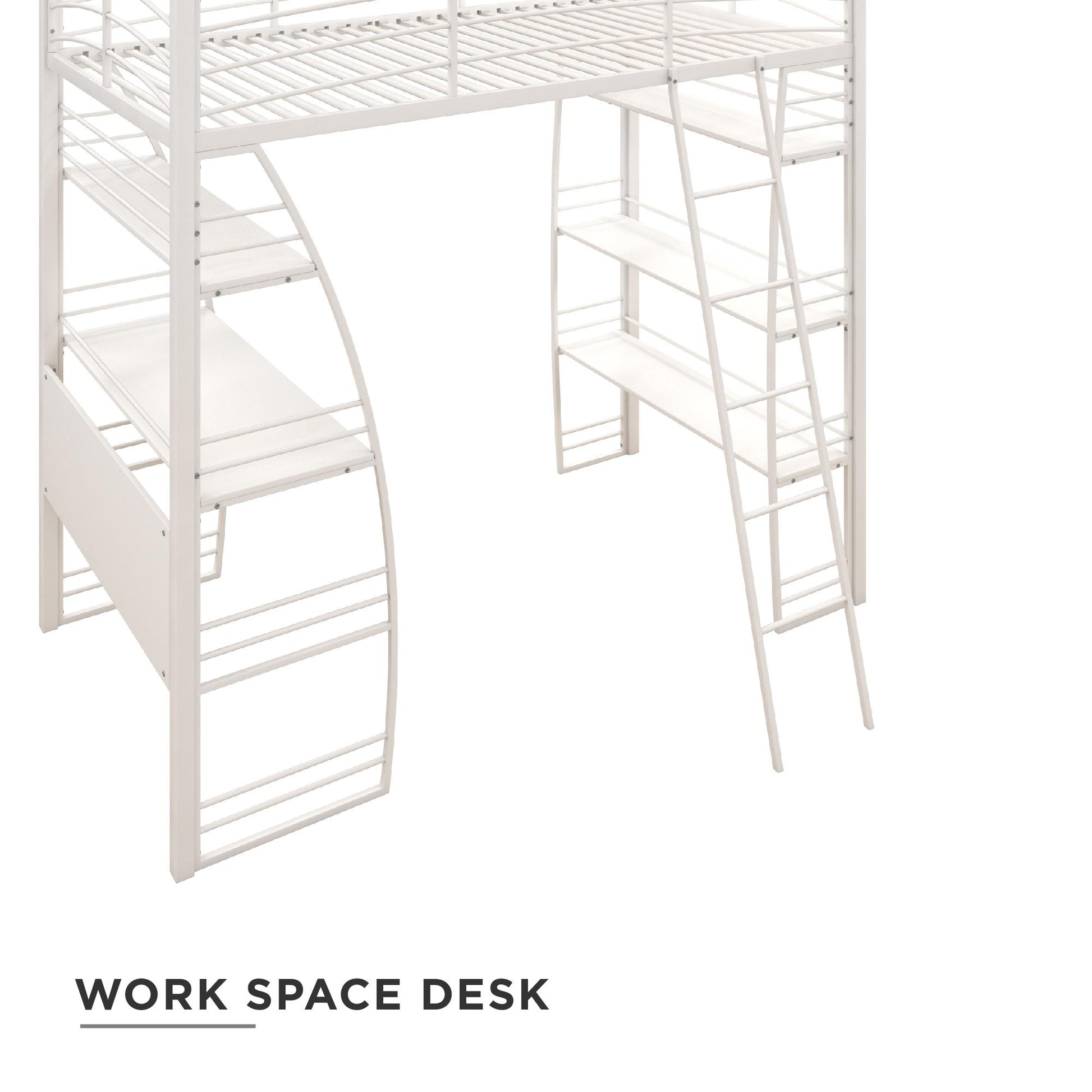 Sage Studio Twin Loft Bed with Integrated Desk and Shelves - White - Twin