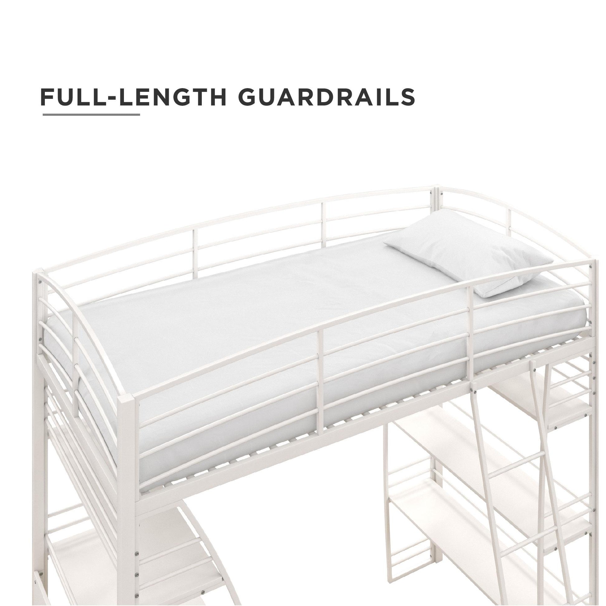 Sage Studio Twin Loft Bed with Integrated Desk and Shelves - White - Twin