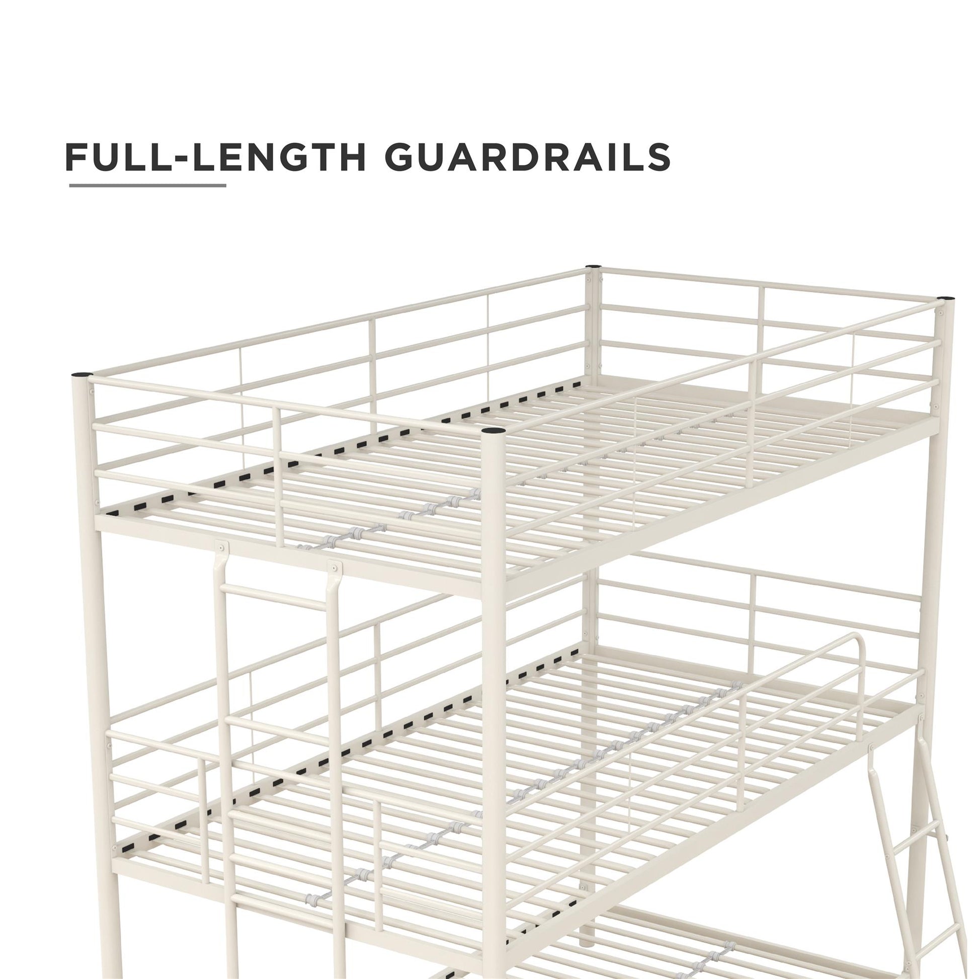 Everleigh Metal Triple Bunk Bed with Metal Slats and 2 Integrated Ladders - White - Twin-Over-Twin