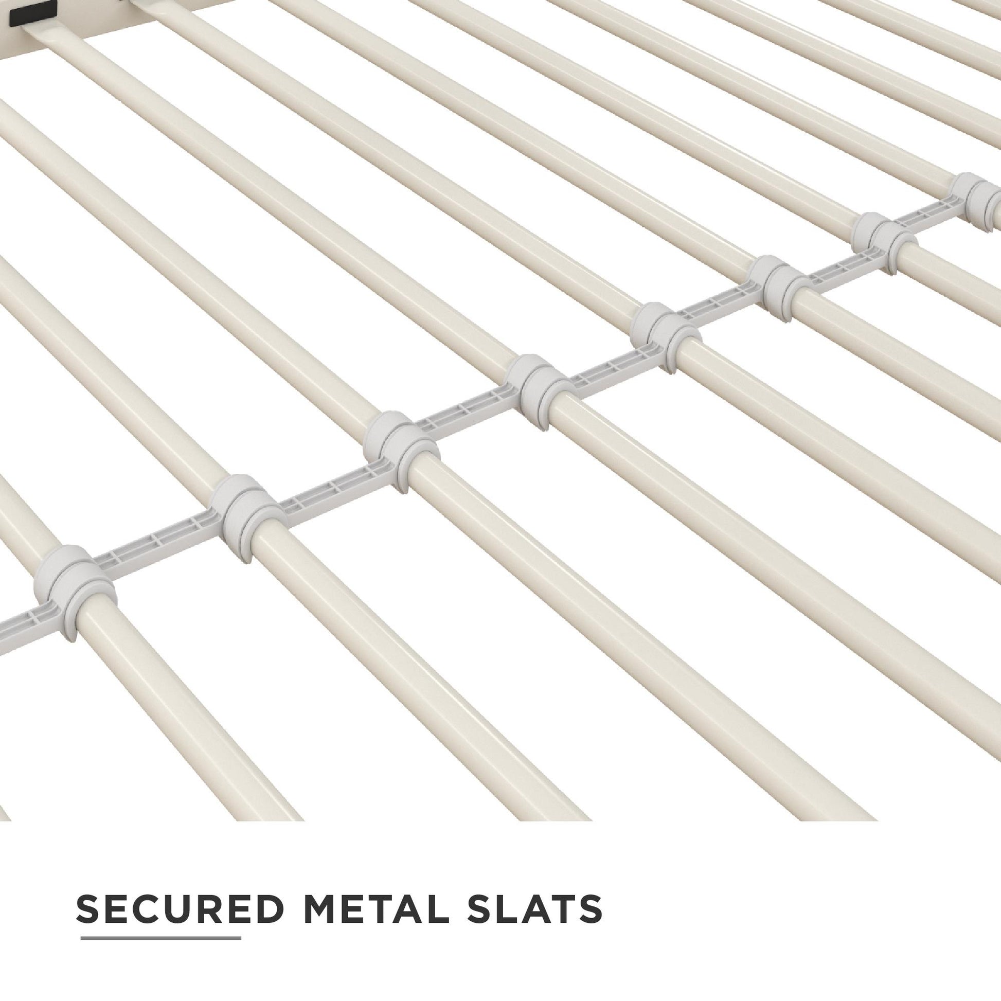 Everleigh Metal Triple Bunk Bed with Metal Slats and 2 Integrated Ladders - White - Twin-Over-Twin