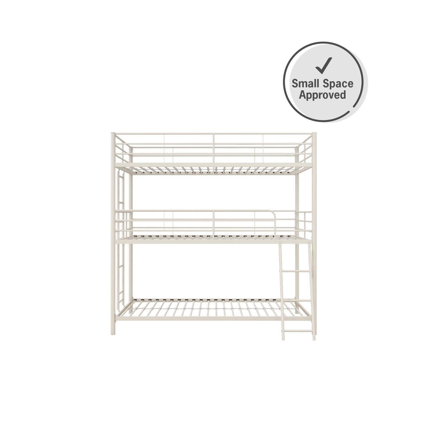 Everleigh Metal Triple Bunk Bed with Metal Slats and 2 Integrated Ladders - White - Twin-Over-Twin