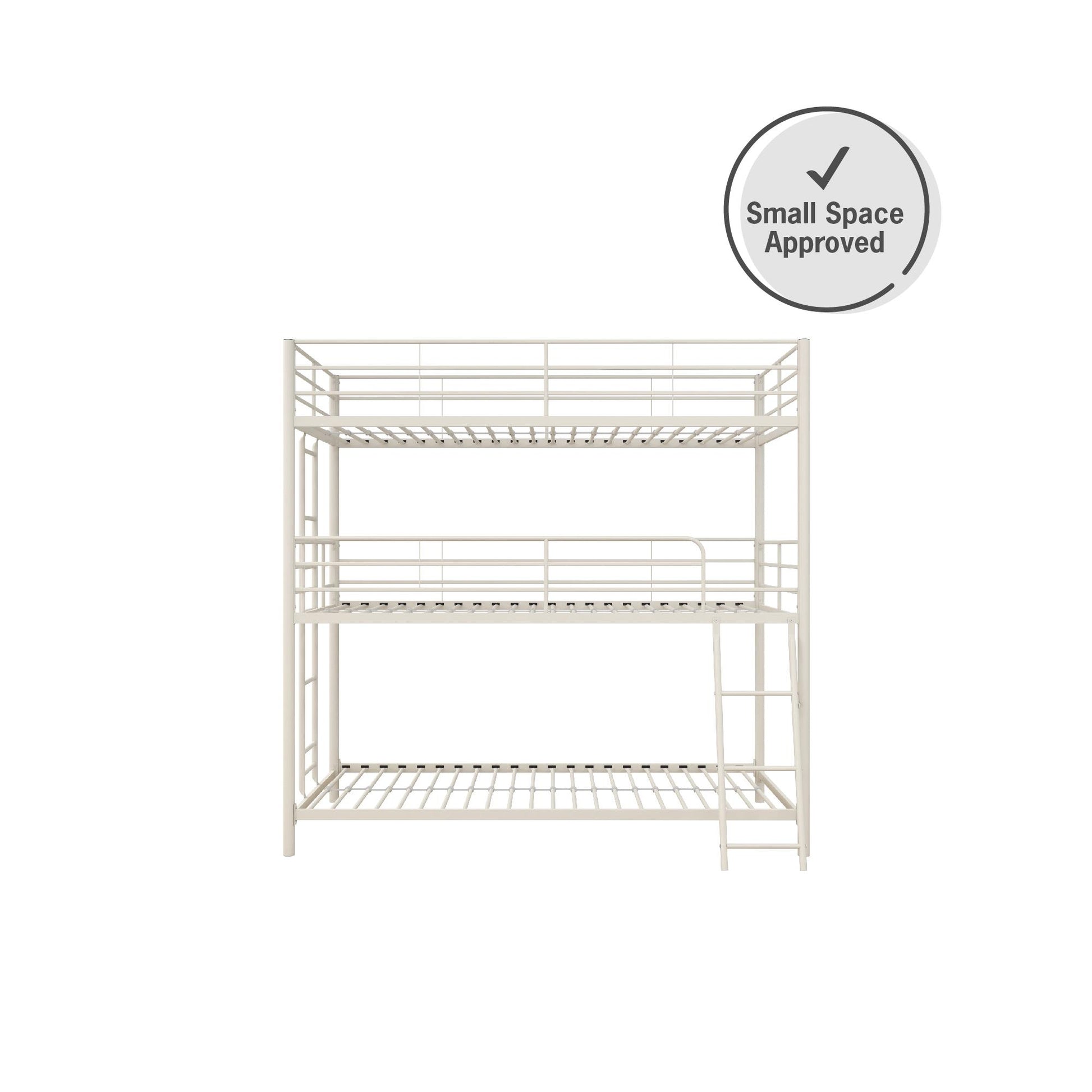 Everleigh Metal Triple Bunk Bed with Metal Slats and 2 Integrated Ladders - White - Twin-Over-Twin