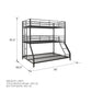 Metal Triple Bunk Bed with Metal Slats and 2 Integrated Ladders - Black - Twin-Over-Full