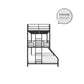 Metal Triple Bunk Bed with Metal Slats and 2 Integrated Ladders - Black - Twin-Over-Full