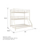 Metal Triple Bunk Bed with Metal Slats and 2 Integrated Ladders - White - Twin-Over-Full