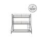 Metal Triple Bunk Bed with Metal Slats and 2 Integrated Ladders - Silver - Twin-Over-Full