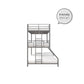 Metal Triple Bunk Bed with Metal Slats and 2 Integrated Ladders - Silver - Twin-Over-Full