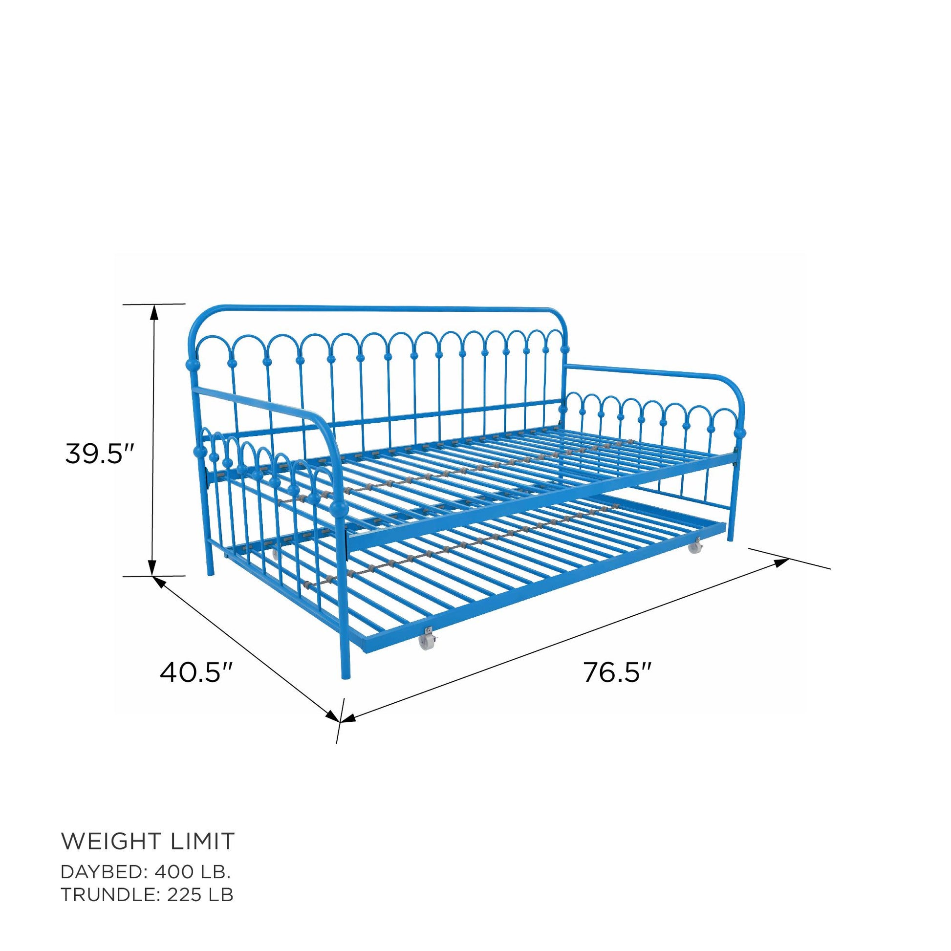 Bright Pop Metal Daybed with Trundle - Teal - Twin