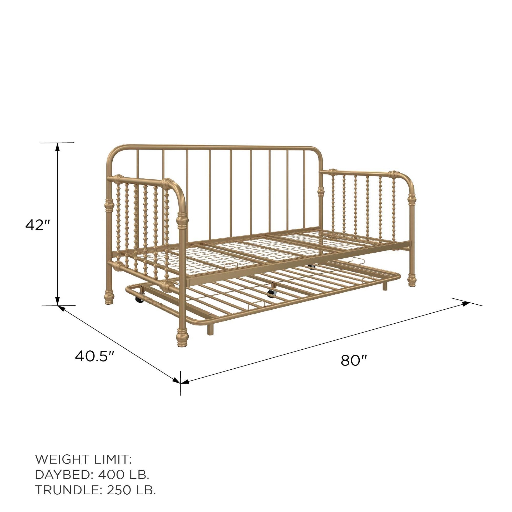 Monarch Hill Wren Metal Daybed and Trundle Set - Gold - Twin