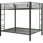 Full over Full Bunk Bed with Sturdy Metal Frame and Simple Design - Black - Full-Over-Full