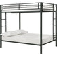 Full over Full Bunk Bed with Sturdy Metal Frame and Simple Design - Black - Full-Over-Full