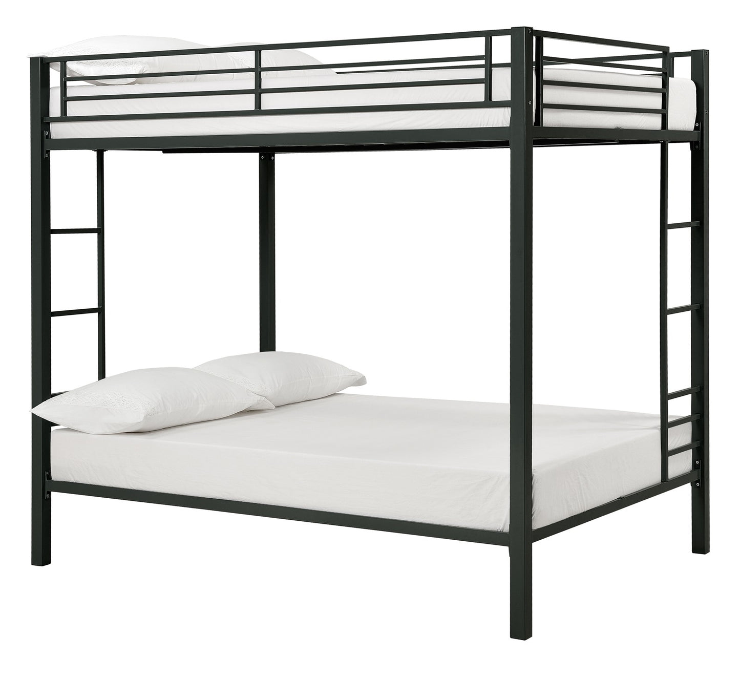 Full over Full Bunk Bed with Sturdy Metal Frame and Simple Design - Black - Full-Over-Full