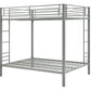 Full over Full Bunk Bed with Sturdy Metal Frame and Simple Design - Silver - Full-Over-Full