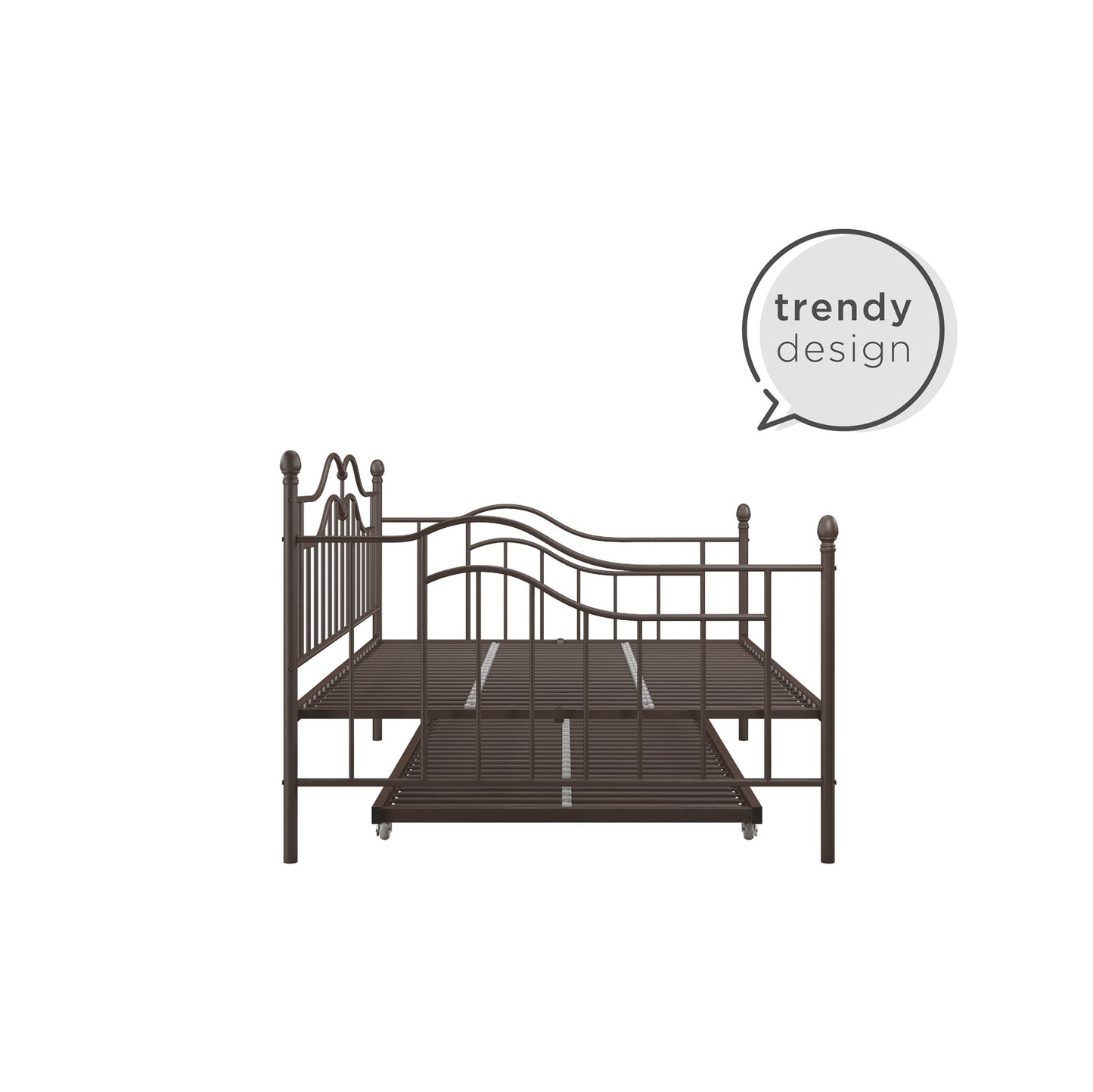 Tokyo Metal Daybed and Trundle Set with Metal Slats - Bronze - Full