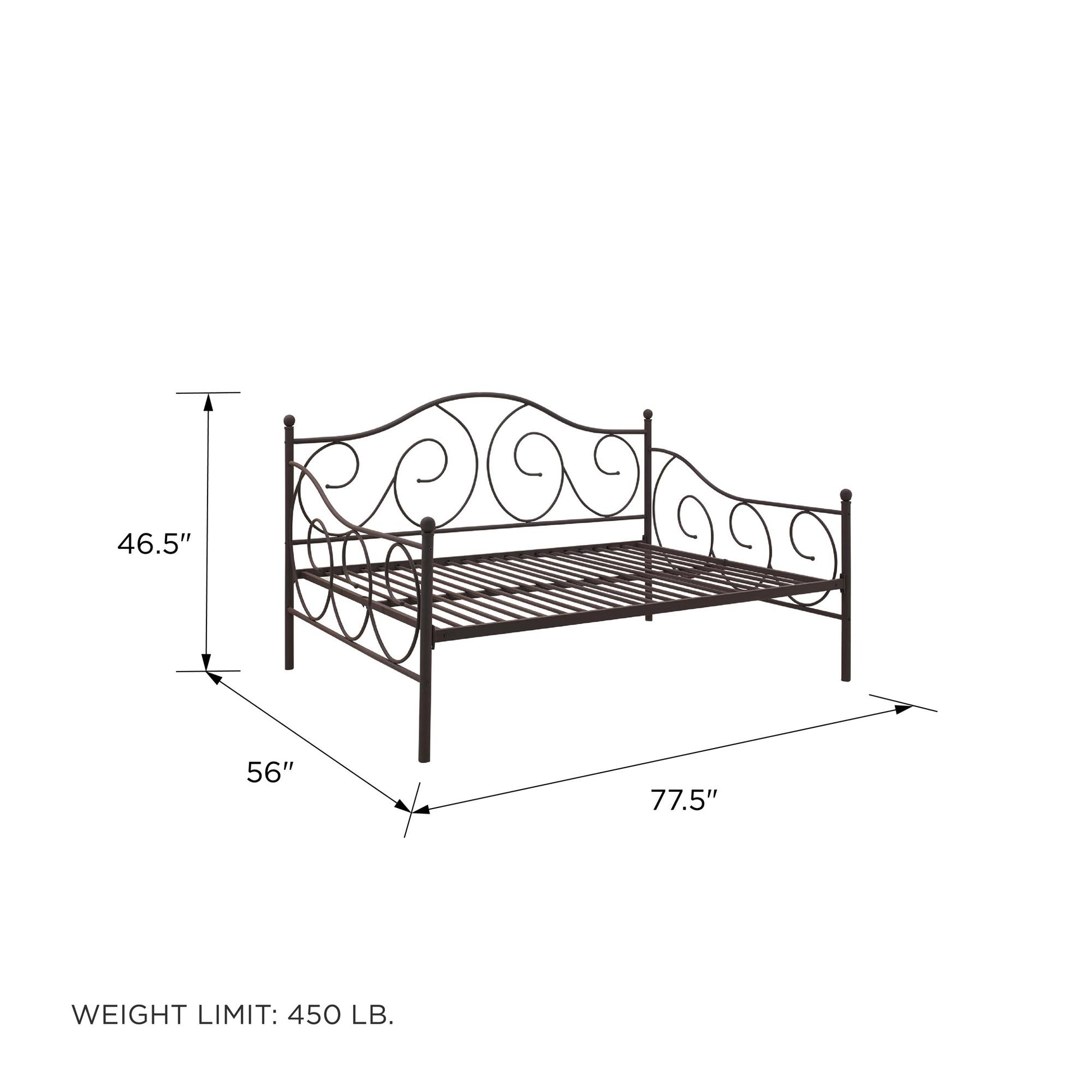 Victoria Metal Daybed with 15 Inch Clearance for Storage - Bronze - Full