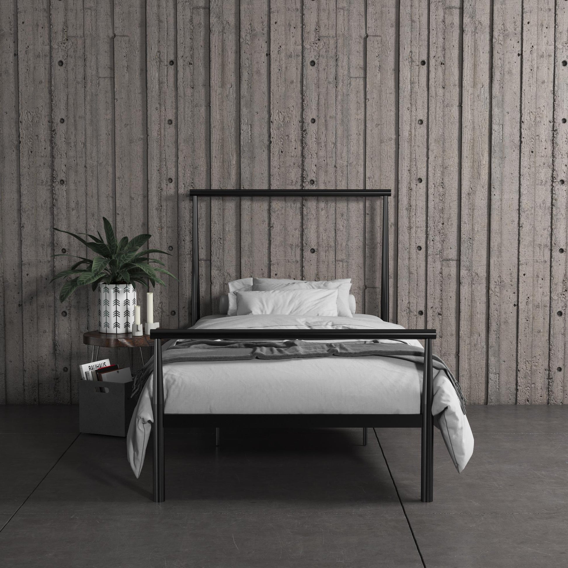 Calixa Modern Metal Bed with Multiple Height Adjustment Options - Black - Twin