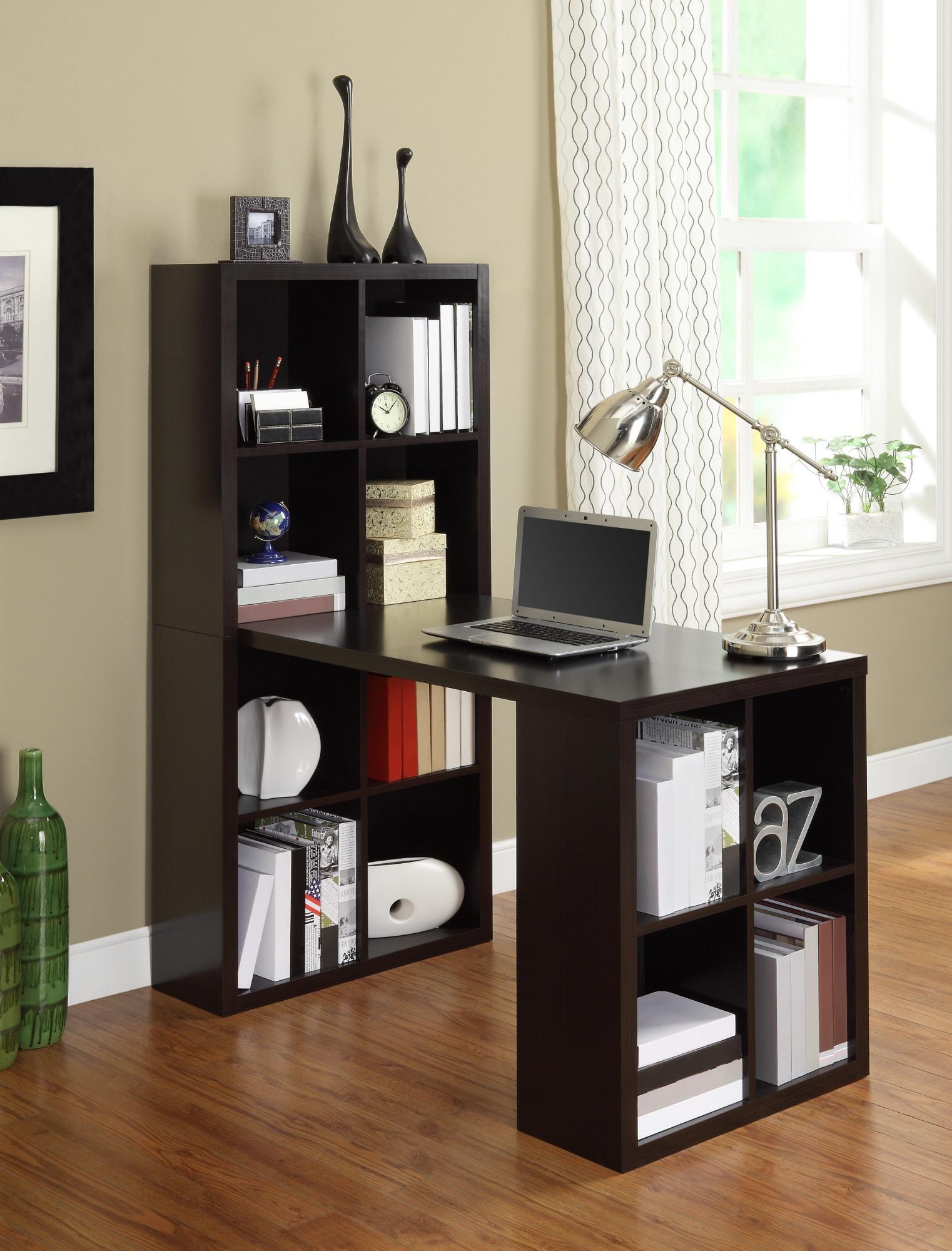 London Hobby Bookcase and Crafting Desk with Cubbies - White